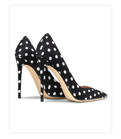 Funki Findz | Shoes | Women's Silk Polka Dot Pointed Toe Heels