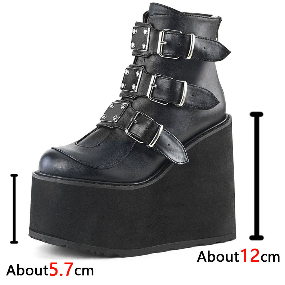 Funki Findz | Boots | Women's Gothic Platform Ankle Wedge Boot