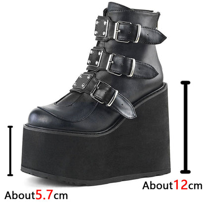 Funki Findz | Boots | Women's Gothic Platform Ankle Wedge Boot