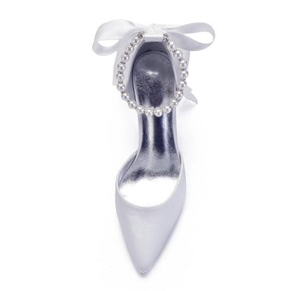 Funki Findz | Shoes | Women's Satin Pearls High Wedding Shoes