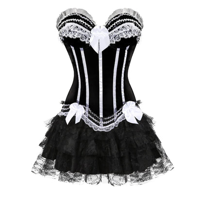 Funki Findz | Dresses | Women's Gothic Satin Lace Corset Dress