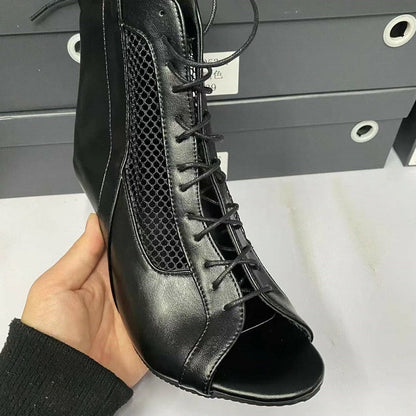Funki Findz | Boots | Women's Open Toe Lace Up Granny Boots
