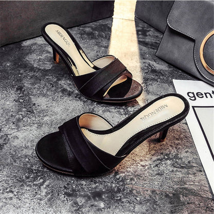 Funki Findz | Shoes | Women's Luxury Satin Low Heel Slides