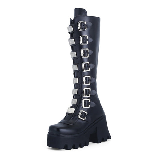 Funki Findz | Boots | Women's Gothic Buckle Plate Platform Boot