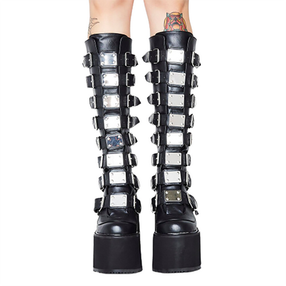 Funki Findz | Boots | Women's High Platform Wedge Buckle Boot