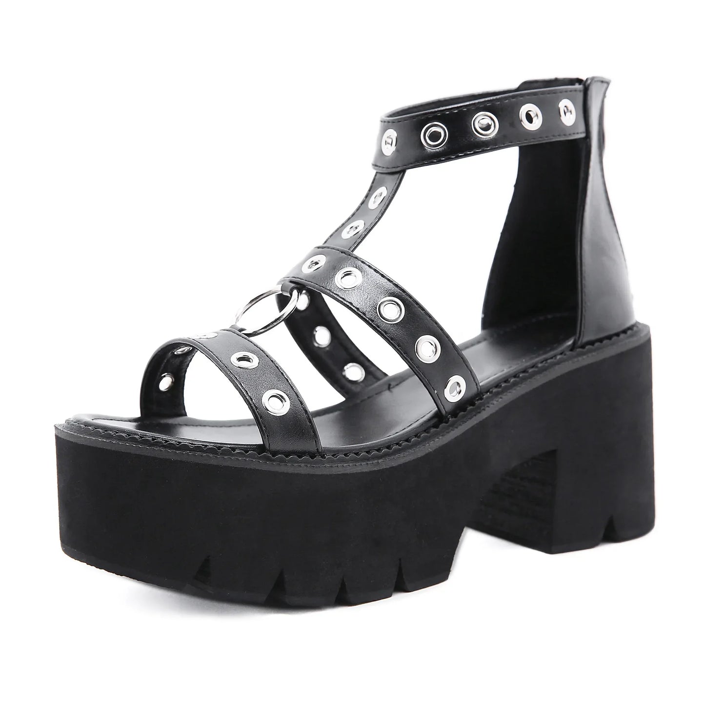 Funki Findz | Shoes | Women's Gothic Rivet Ring Platform Sandal