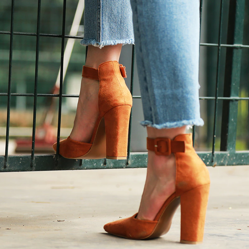 Funki Findz | Shoes | Women's High Block Heel Flock Party Shoe