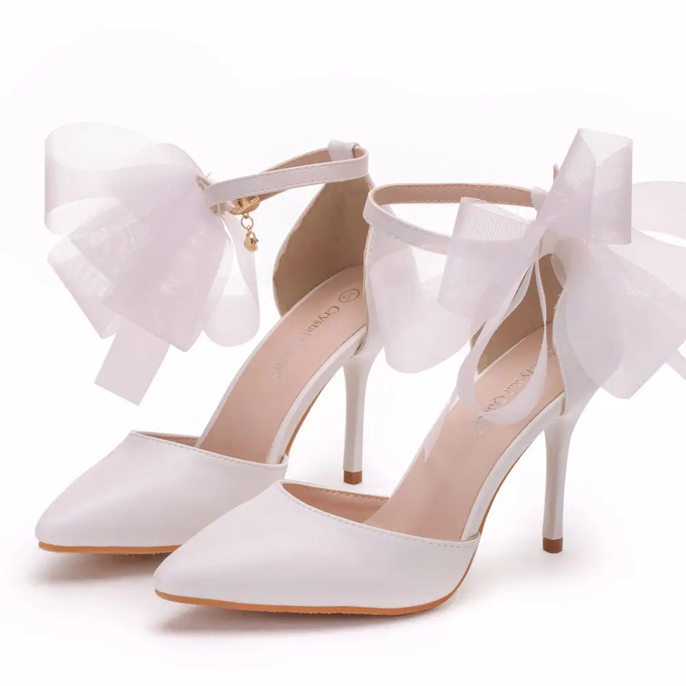 Funki Findz | Shoes | Women's Chiffon Bow Silk Bridal Stilettos