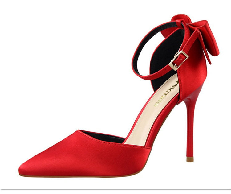 Funki Findz | Shoes | Women's Elegant Silk Bow Stiletto Pumps