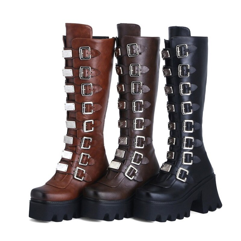 Funki Findz | Boots | Women's Gothic Buckle Plate Platform Boot