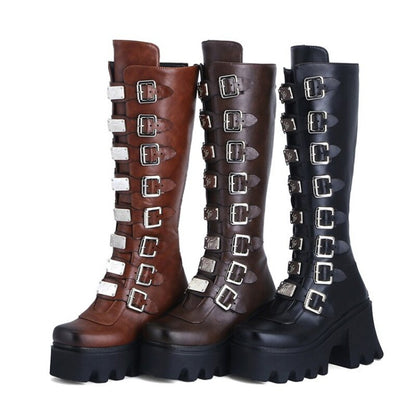 Funki Findz | Boots | Women's Gothic Buckle Plate Platform Boot