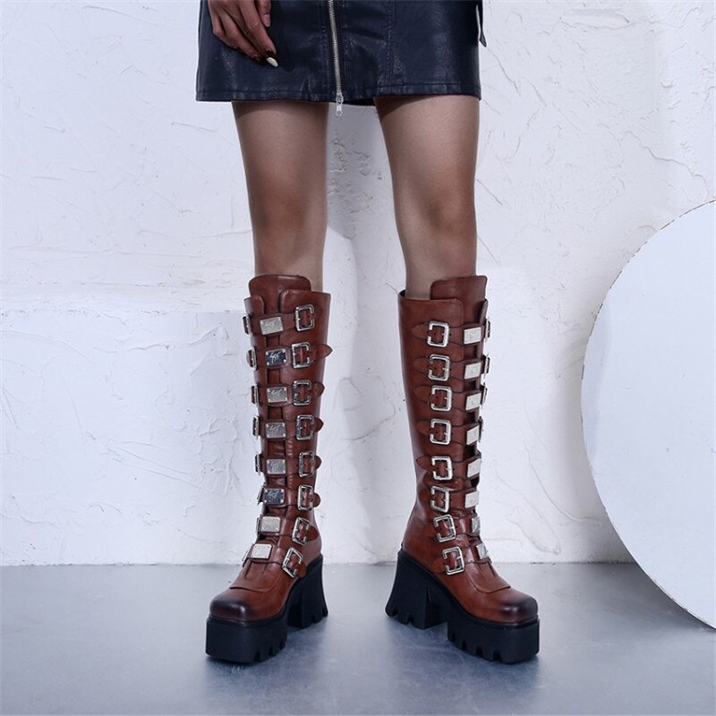 Funki Findz | Boots | Women's Gothic Buckle Plate Platform Boot