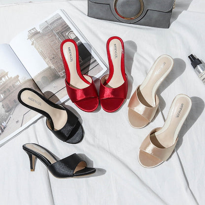 Funki Findz | Shoes | Women's Low Heeled Bridal Satin Slides