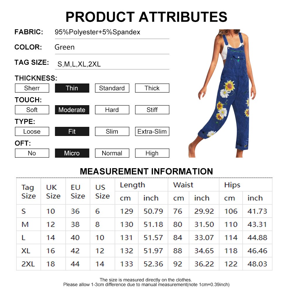 Funki Findz | Pants | Women's Denim Overalls Sunflower Print