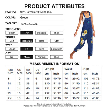 Funki Findz | Pants | Women's Denim Overalls Sunflower Print