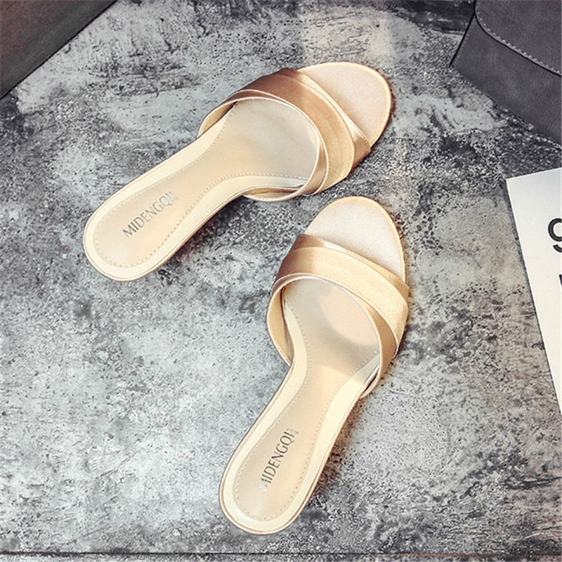 Funki Findz | Shoes | Women's Luxury Satin Low Heel Slides