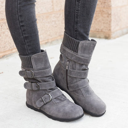 Funki Findz | Boots | Women's Buckled Suede Snow Ankle Boots