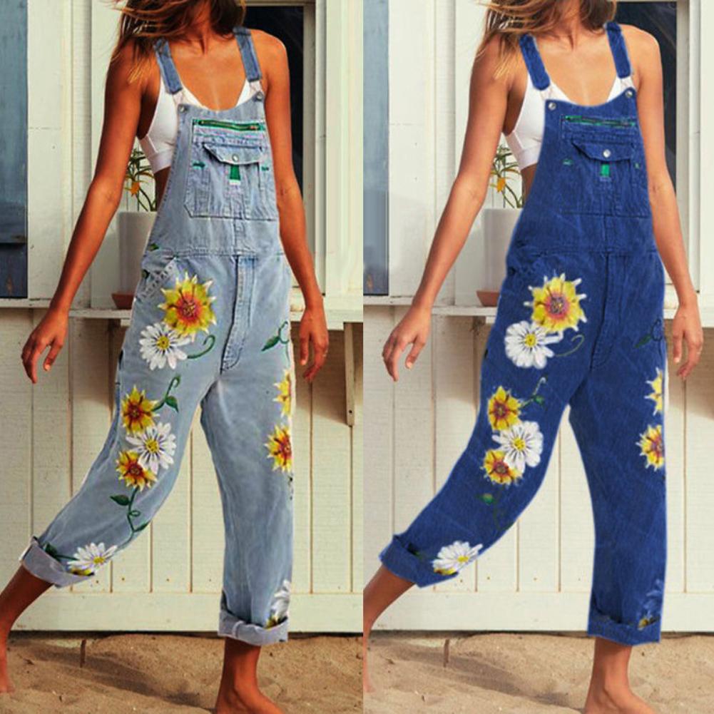 Funki Findz | Pants | Women's Sunflower Denim Bib Overalls