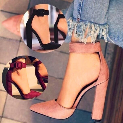 Funki Findz | Shoes | Women's High Block Heel Flock Party Shoe