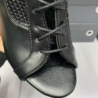 Funki Findz | Boots | Women's Open Toe Lace Up Granny Boots
