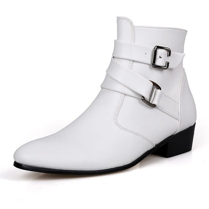 Funki Findz | Boots | Men's Buckle Strap Block Heel Dress Boots