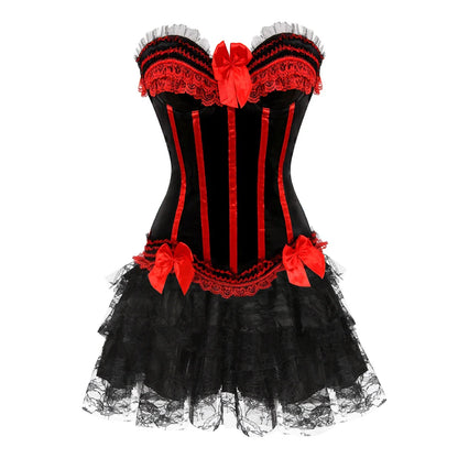 Funki Findz | Dresses | Women's Gothic Satin Lace Corset Dress