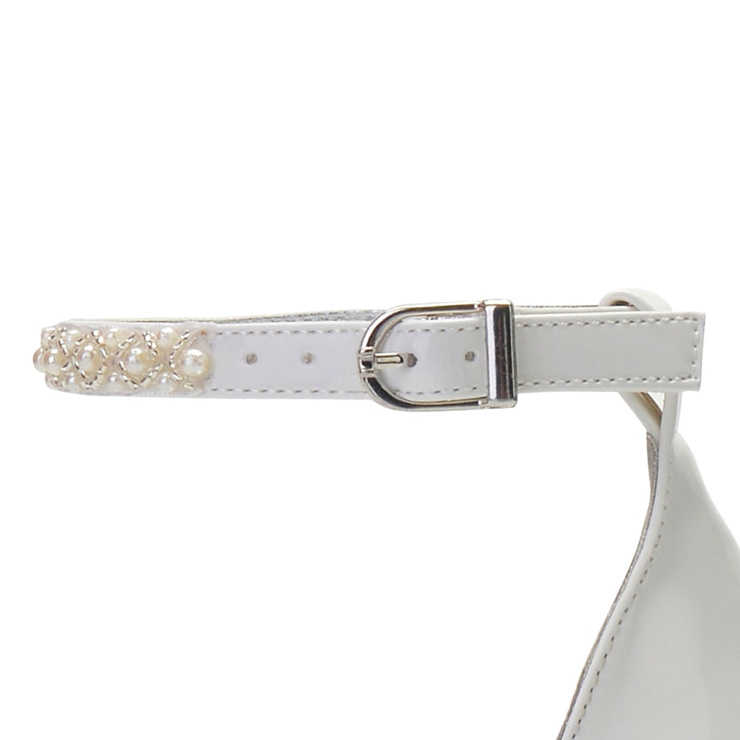 Funki Findz | Shoes | Women's Block Heel Pearl Bridal Sandals