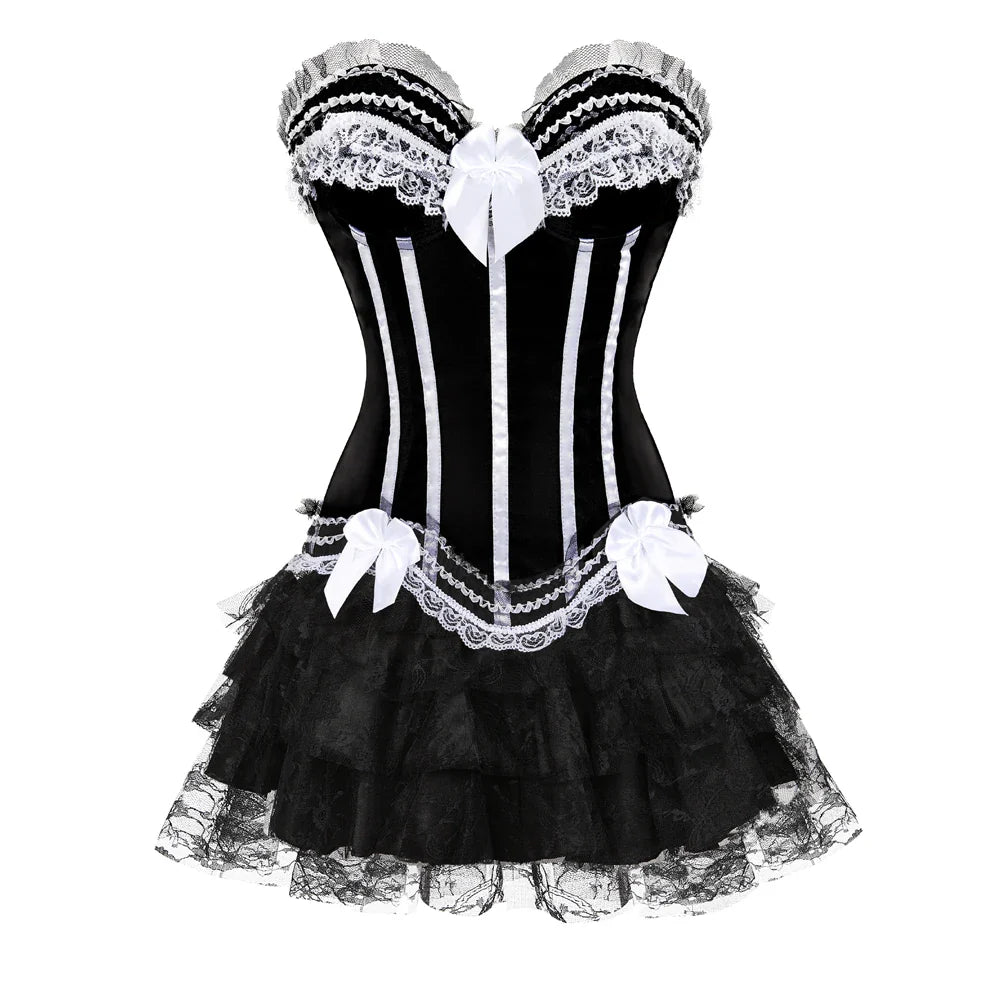 Funki Findz | Dresses | Women's Gothic Satin Lace Corset Dress
