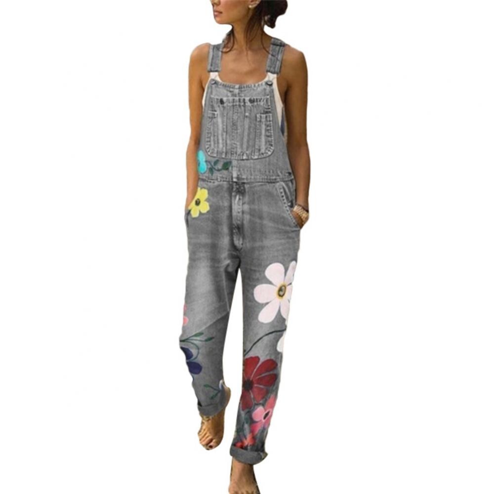 Funki Findz | Pants | Women's Floral Denim Suspender Overalls