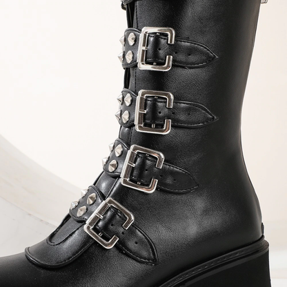 Funki Findz | Boots | Women's Platform Buckle Strap Wedges