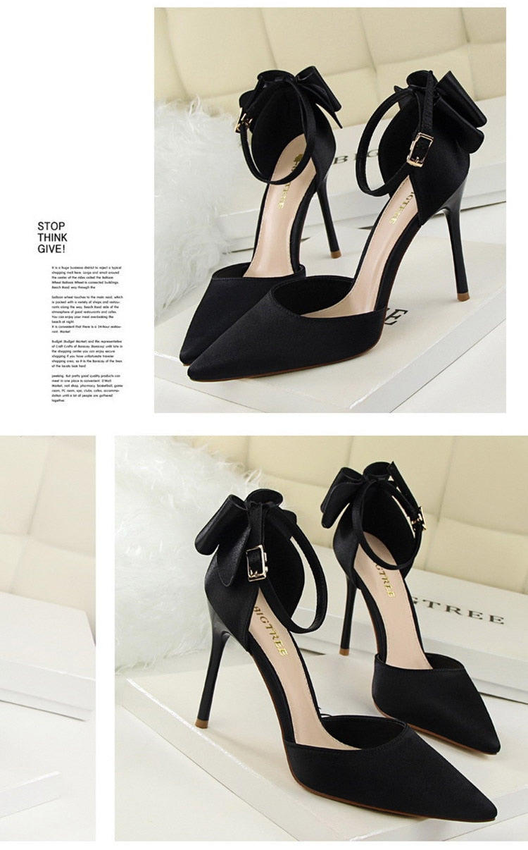 Funki Findz | Shoes | Women's Elegant Silk Bow Stiletto Pumps