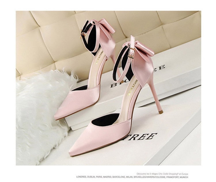 Funki Findz | Shoes | Women's Elegant Silk Bow Stiletto Pumps