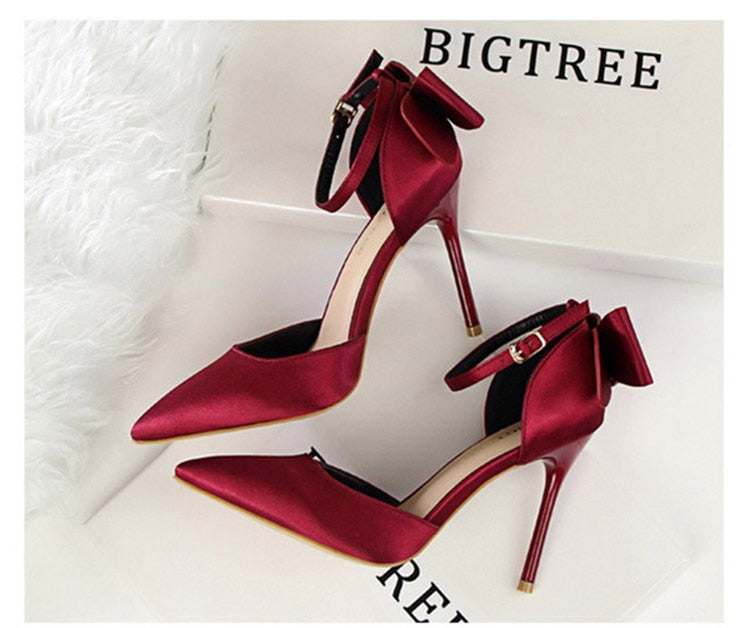 Funki Findz | Shoes | Women's Elegant Silk Bow Stiletto Pumps
