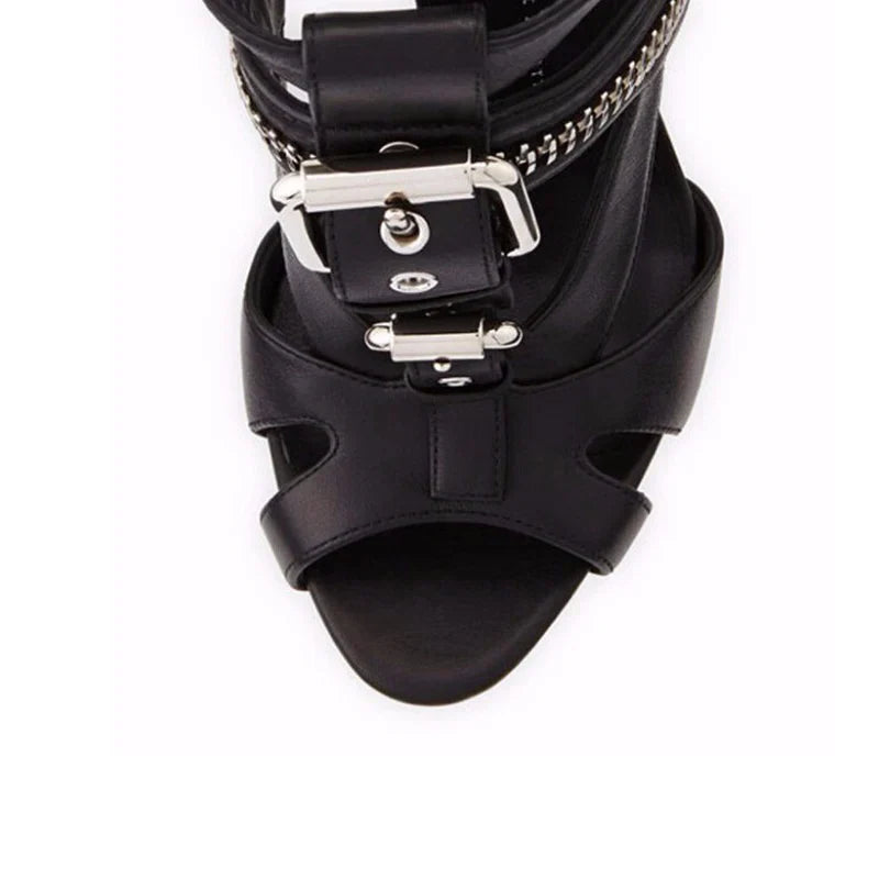 Funki Findz | Shoes | Women's Buckle Strap Zip Stiletto Sandals