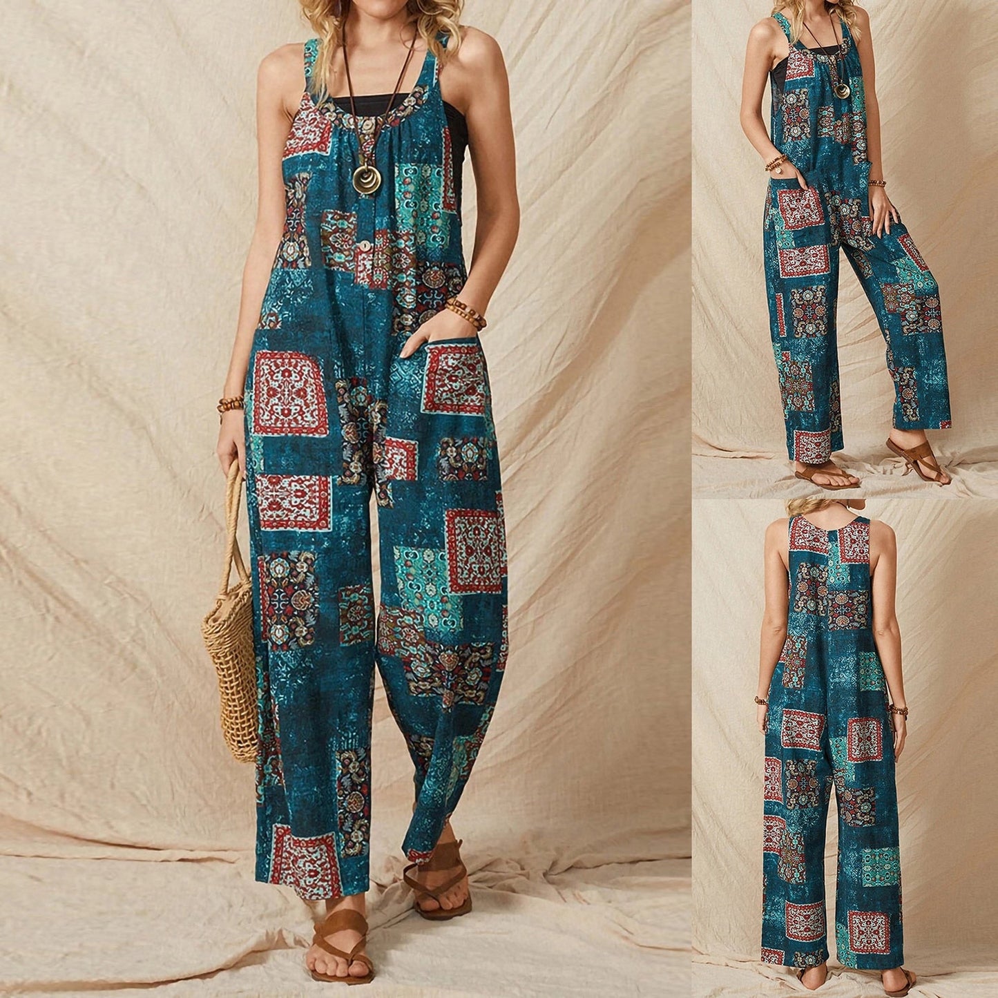 Funki Findz | Pants | Women's Boho Loose Fit Wide Leg Romper