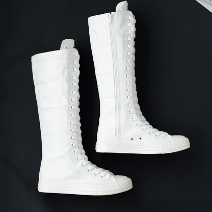 Funki Findz | Boots | Women's Lace Up Canvas Knee High Boots