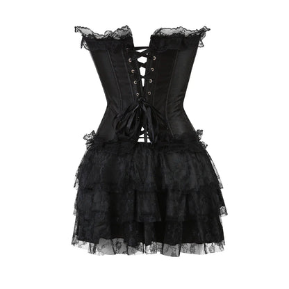 Funki Findz | Dresses | Women's Gothic Satin Lace Corset Dress