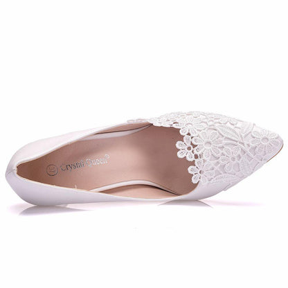 Funki Findz | Shoes | Women's White Lace Flower Wedding Shoe