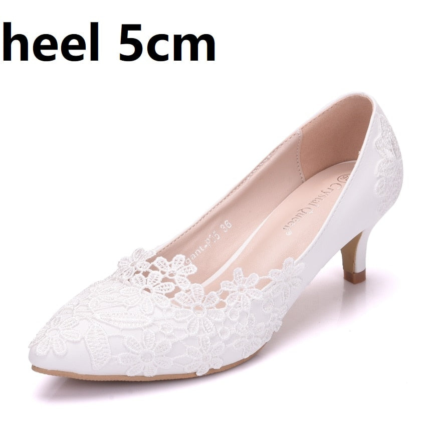 Funki Findz | Shoes | Women's White Lace Flower Wedding Shoe