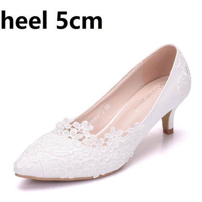 Funki Findz | Shoes | Women's White Lace Flower Wedding Shoe