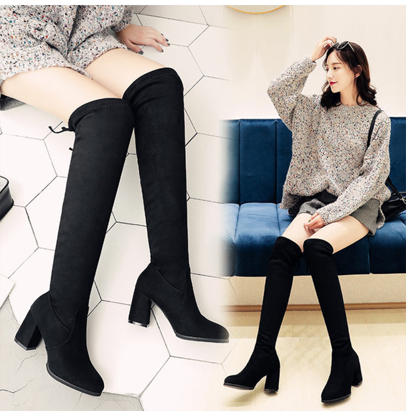 Funki Findz | Boots | Women's Thigh High Block Heel Boots 4|6|8