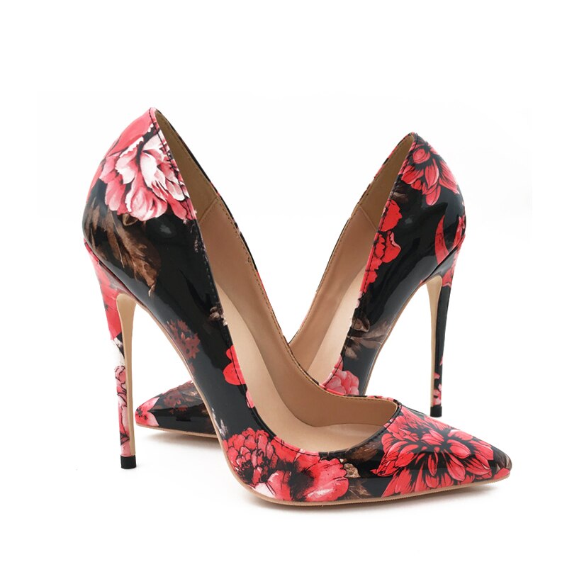 Funki Findz | Shoes | Women's Glossy Floral Print High Stilettos