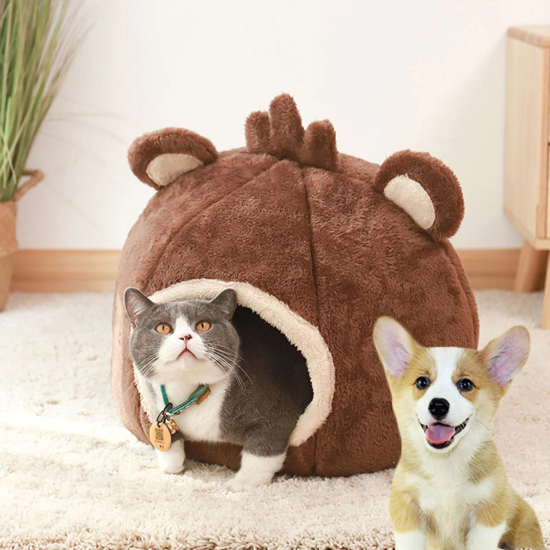 Funki Findz | Pet Beds | Cat Bed | Cute Bear Head Shaped Cat House Nest