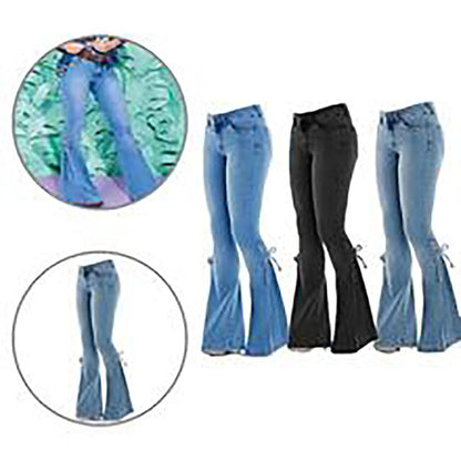 Funki Findz | Pants | Women's High Waist Tie Up Flared Jeans