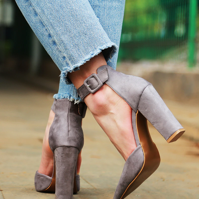 Funki Findz | Shoes | Women's High Block Heel Flock Party Shoe