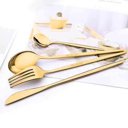 Funki Findz | Cutlery Sets | Gold Stainless Steel Mirror Polish 24 Set