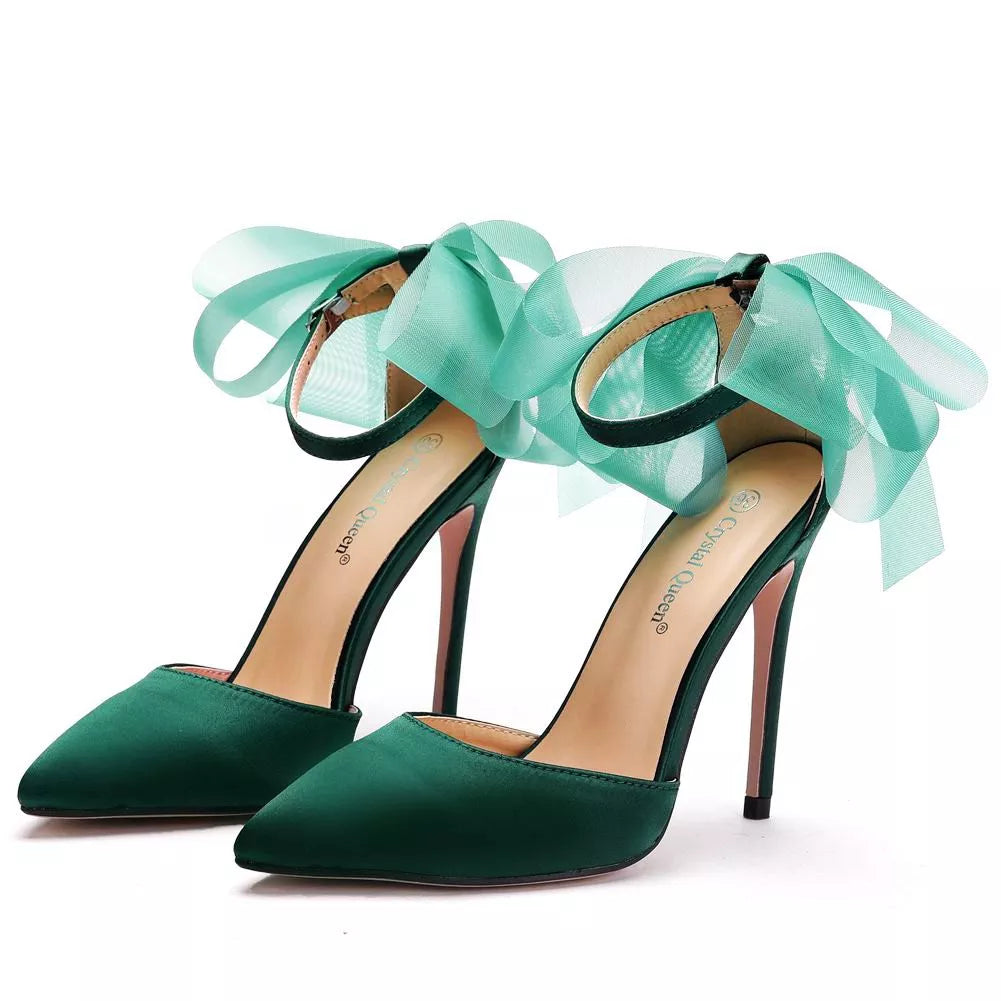 Funki Findz | Shoes | Women's Chiffon Bow Silk Bridal Stilettos