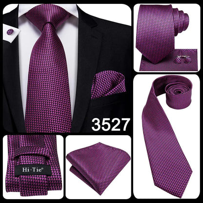 Funki Findz | Neckties | Men's Purple Silk Wedding 3Pcs Tie Set