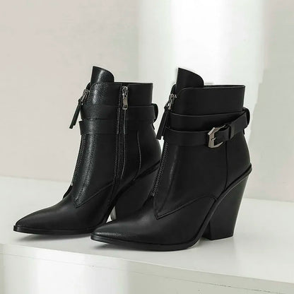 Funki Findz | Boots | Women's Pointed Toe Zip Up Ankle Boots