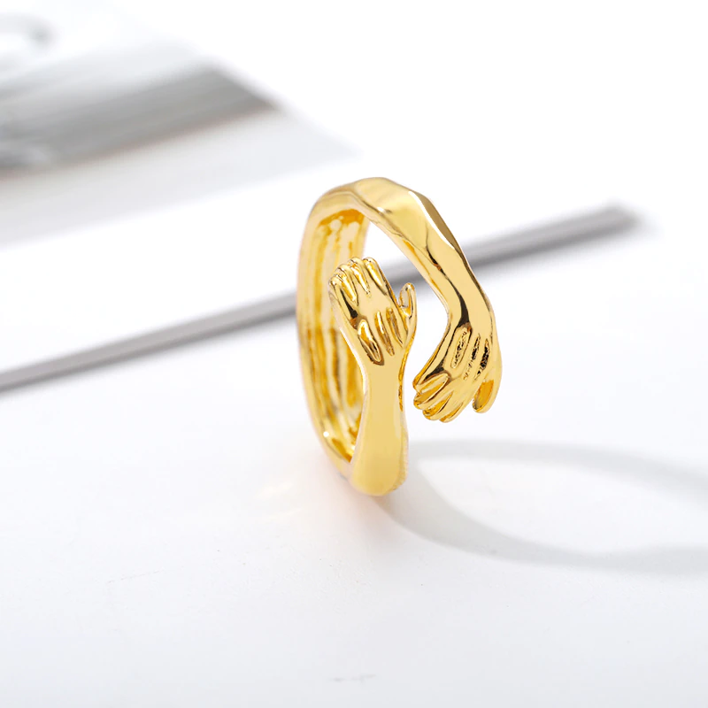 Funki Findz | Rings | Unisex Adjustable Holding Hands Hug Ring